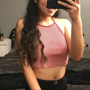 💕Red & White Striped Racerback Tank
